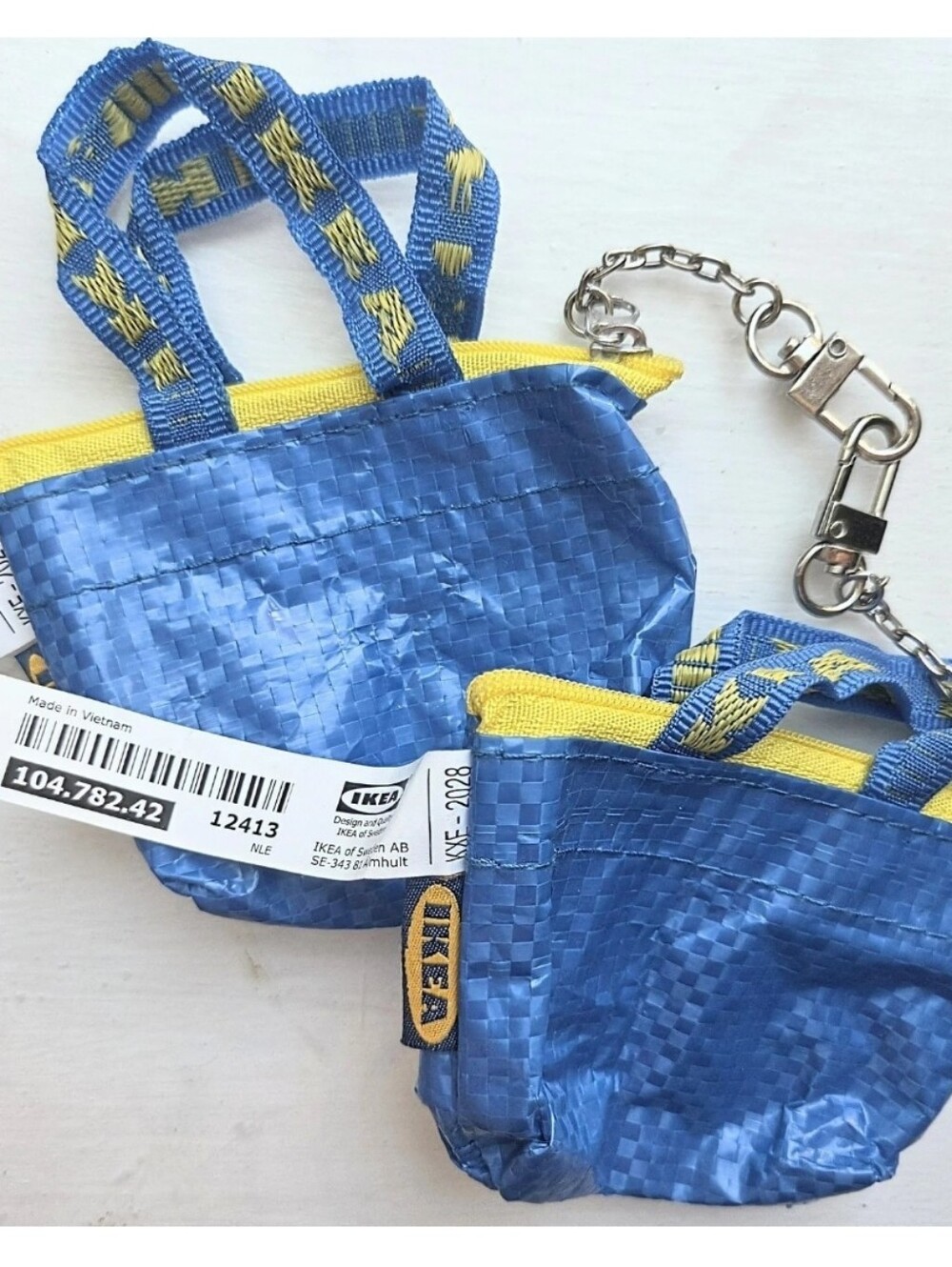 IKEA KNÖLIG 2 Keychain Zipper Bag Chain Key Ring Frakta Small Coin Change Purse